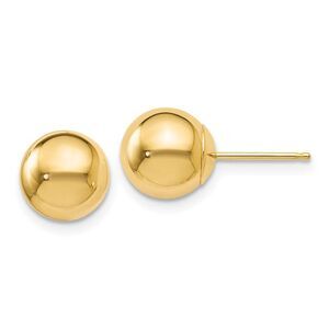 8mm (5/16 Inch) 14k Yellow Gold Polished Ball Friction Back Studs